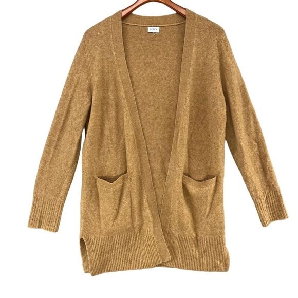 J.Crew Women's Tan Open Front Wool Blend Cardigan w/ Pockets Size Medium - Picture 2 of 6